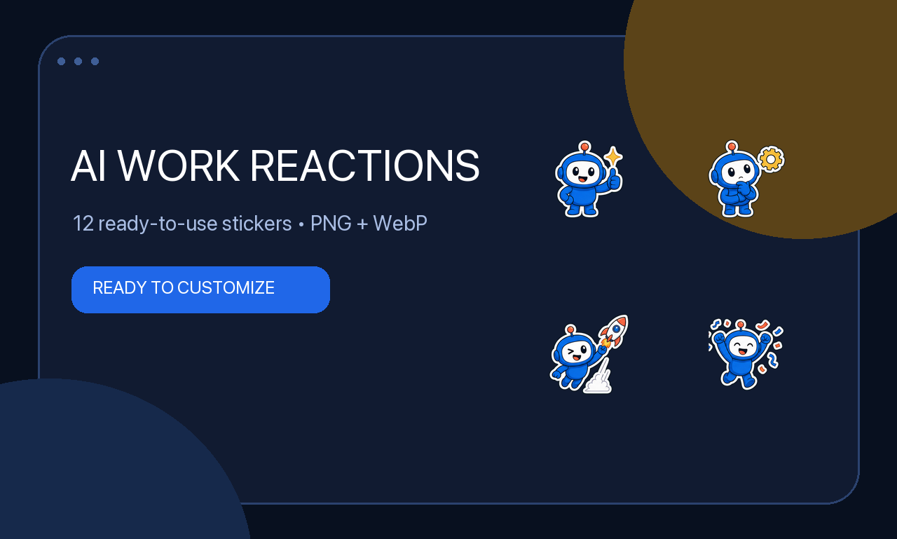Four blue robot reaction stickers